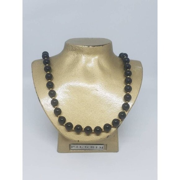Vintage black and gold bead necklace - Picture 4 of 8